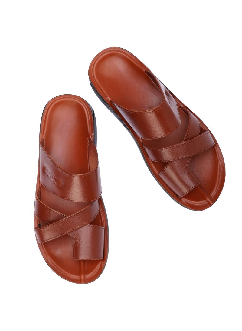 Men Slipper Genuine Leather Fashion Comfort Toe Design - Non-Slip Sole - Image 2