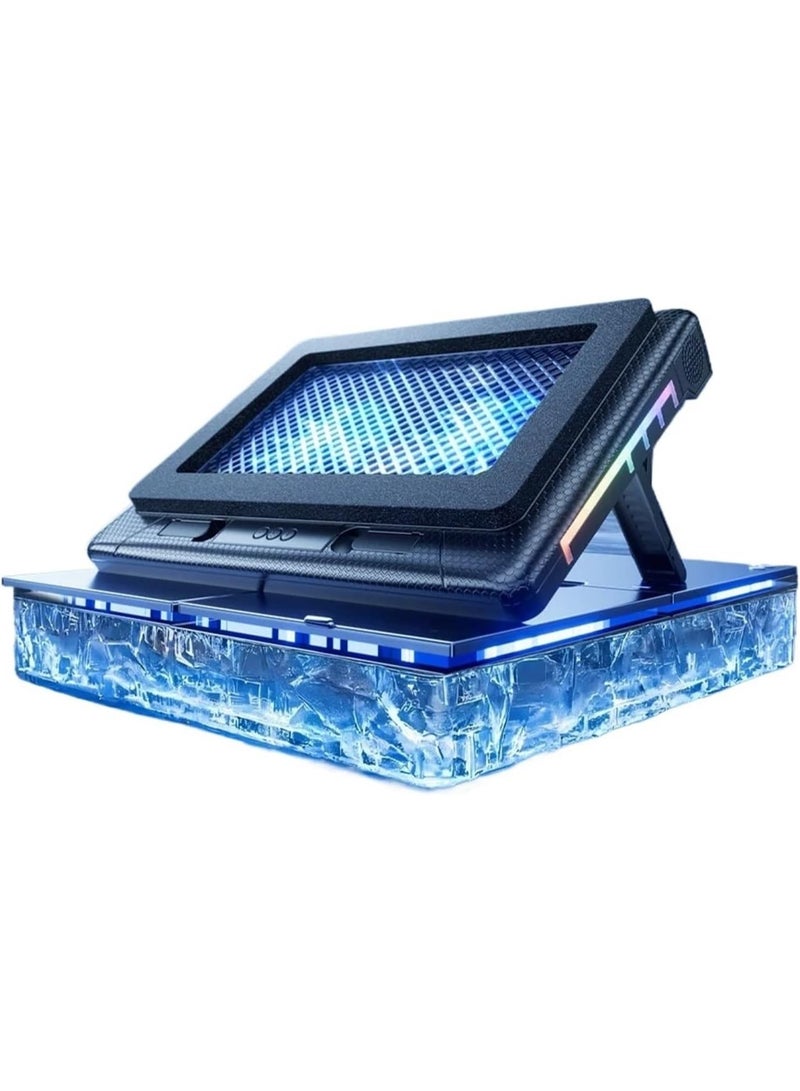 LLANO V22 Laptop Cooling Pad Basic Version for 13.3-17.3 Inch Laptops, USB Powered, 1400RPM High-Speed Cooling Fan, RGB Lighting, 7 Adjustable Height Levels, Ergonomic Laptop Cooler for Gaming, Office & Home, Black - Image 1