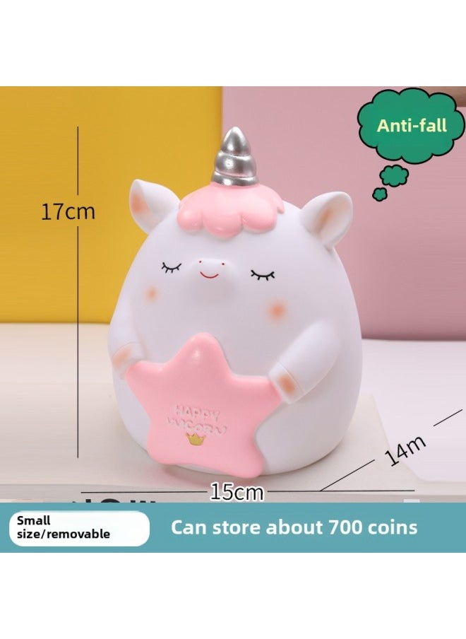 Generic Internet Red Cartoon Twelve Zodiac Dog Dragon Horse Sheep Piggy Bank Fall-resistant Cute Piggy Bank-Color:Unicorn (white)-Size:Medium Size Can Be Deposited And Withdrawn  - Image 1