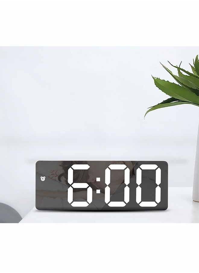 ساعة منبه رقمية لغرفة النوم، شاشة عرض LED مرآة، عصرية وأنيقة، مع وظائف متعددة مثل مكالمات الاستيقاظ والتحكم الصوتي، وتلبية احتياجات تذكير الوقت اليومي