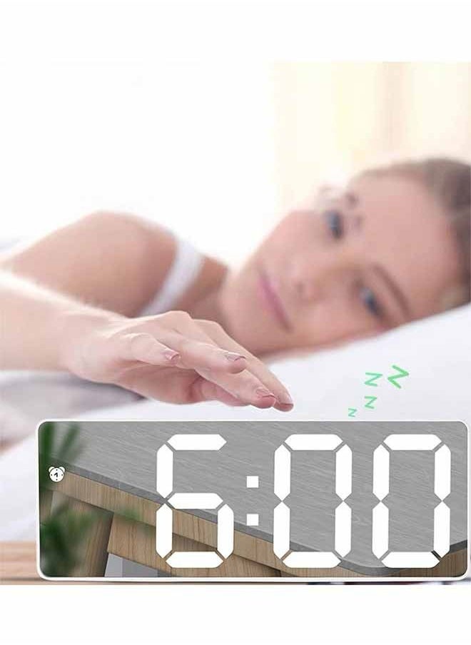 ساعة منبه رقمية لغرفة النوم، شاشة عرض LED مرآة، عصرية وأنيقة، مع وظائف متعددة مثل مكالمات الاستيقاظ والتحكم الصوتي، وتلبية احتياجات تذكير الوقت اليومي