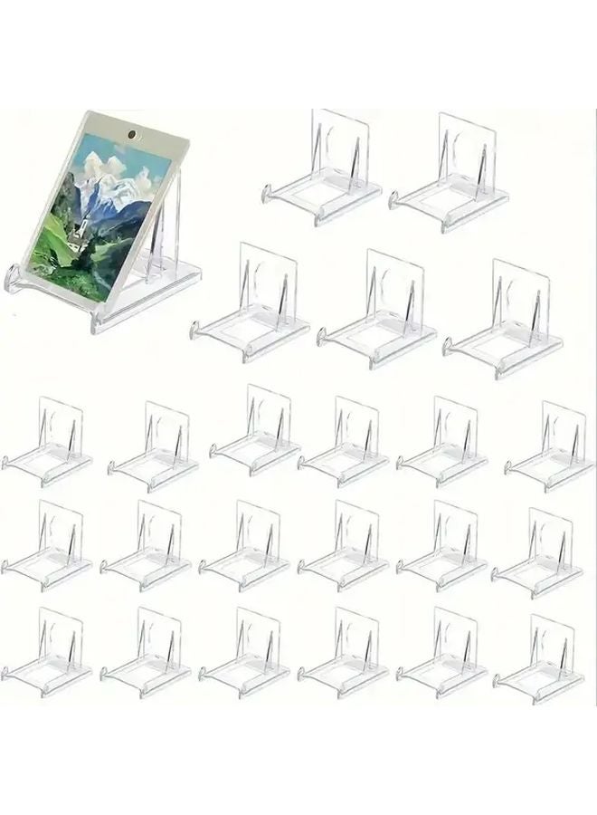 24pcs Transparent Acrylic Adjustable Height Display Easels Sturdy Modern Picture Stands - Image 1