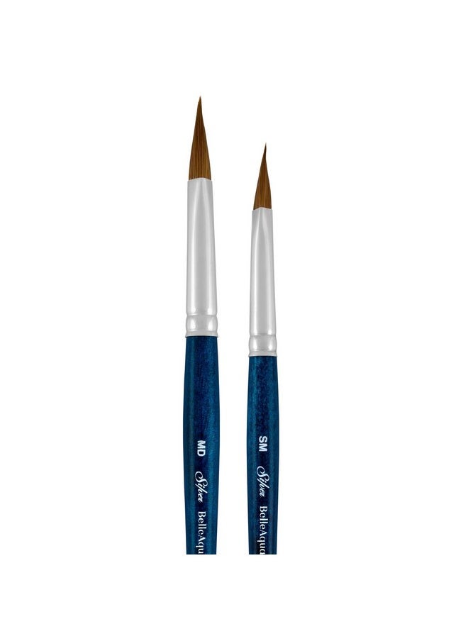 Silver Brush Limited - Ba-2762 Belleaqua Creative Shape 2Pc Triangle Watercolor Brush Set, Premium Short Handle Small And Medium Triangle Artist Painting Brushes With Soft Red Sable Synthetic Filaments - Image 1