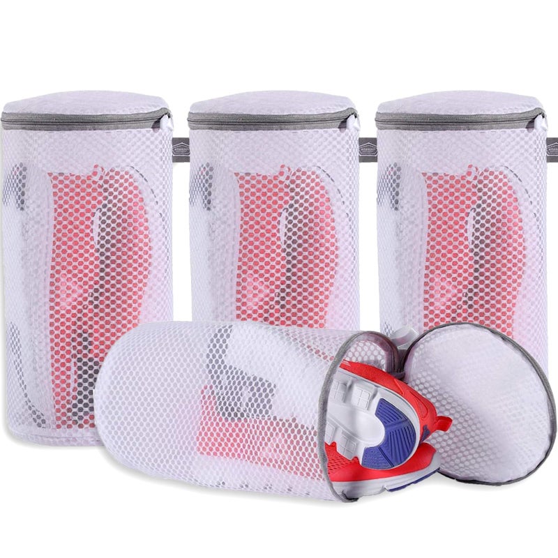 Kimmama Shoe Washing Machine Bag Shoe Bag for Washing Machine Mesh Laundry Bags for Sneakers Footwear Trainers Slippers Honeycomb Net Grey Zipper 7x15