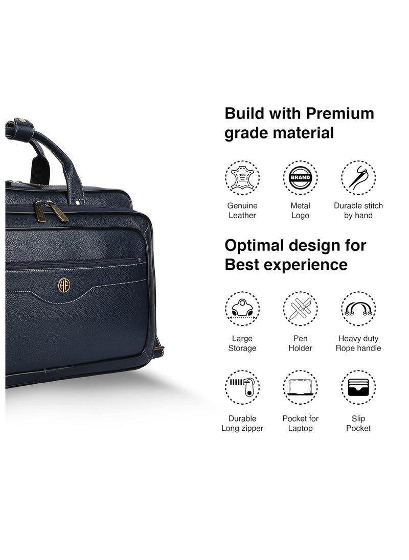 HAMMONDS FLYCATCHER Laptop Bag for Men - Leather - Fits 14/15.6/16 Inch Laptop - Navy Blue -Office Bag, Messenger & Shoulder Bag -Executive Bag for Office Use & Travel -Expandable Leather Bag  - Image 5