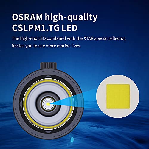 XTAR D26 1600 Lumen Scuba Diving Flashlight Dive Torch Underwater 100 Meters Submarine Lights for Under Water Deep Sea Cave at Night (Full Set) - Image 3