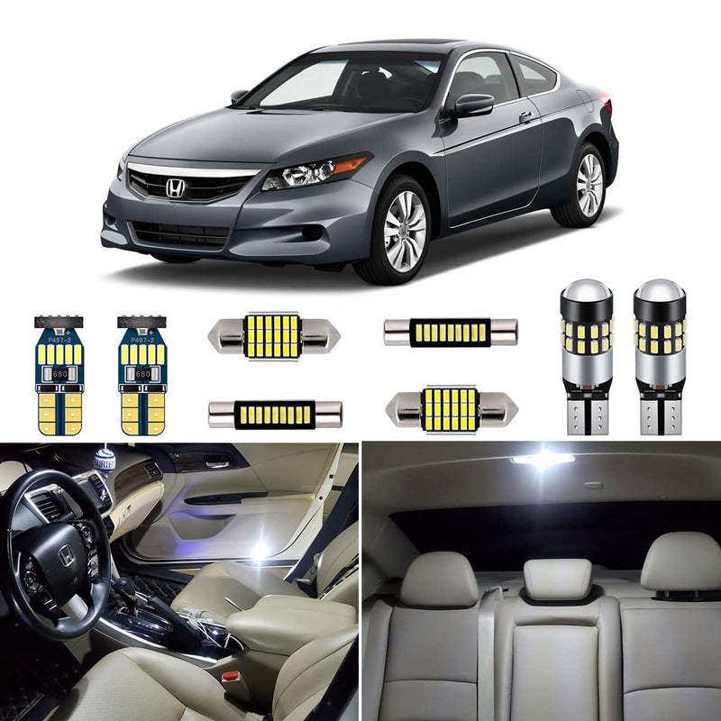 مجموعة مصابيح LED داخلية بيضاء فائقة السطوع 6000K لسيارة هوندا أكورد 2003 2004 2005 2006 2007 2008 2009 2010 2011 2012 مع أداة التثبيت