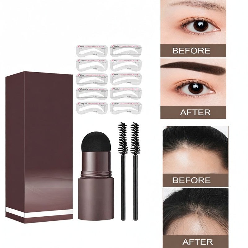 Eyebrow Stamp: Dark Brown Waterproof Sweatproof Longlasting Powder - 3-In-1 Versatile Formula Clean Finish Eyebrow Kit for Daily Makeup Travel On-The-Go Use - Image 5