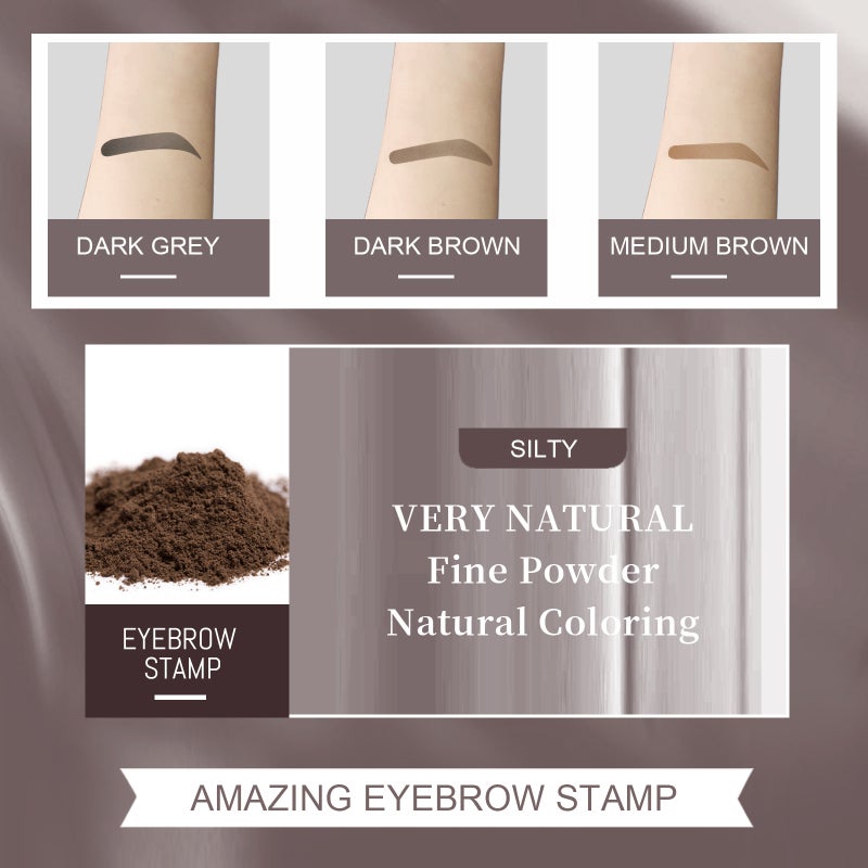 Eyebrow Stamp: Dark Brown Waterproof Sweatproof Longlasting Powder - 3-In-1 Versatile Formula Clean Finish Eyebrow Kit for Daily Makeup Travel On-The-Go Use - Image 2