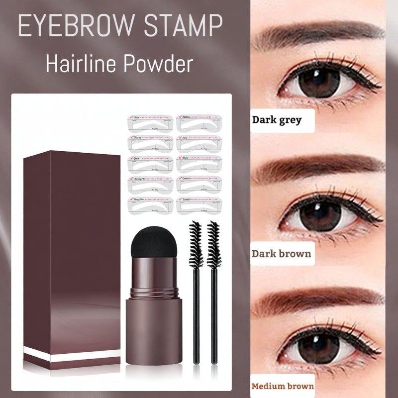 Eyebrow Stamp: Dark Brown Waterproof Sweatproof Longlasting Powder - 3-In-1 Versatile Formula Clean Finish Eyebrow Kit for Daily Makeup Travel On-The-Go Use - Image 4