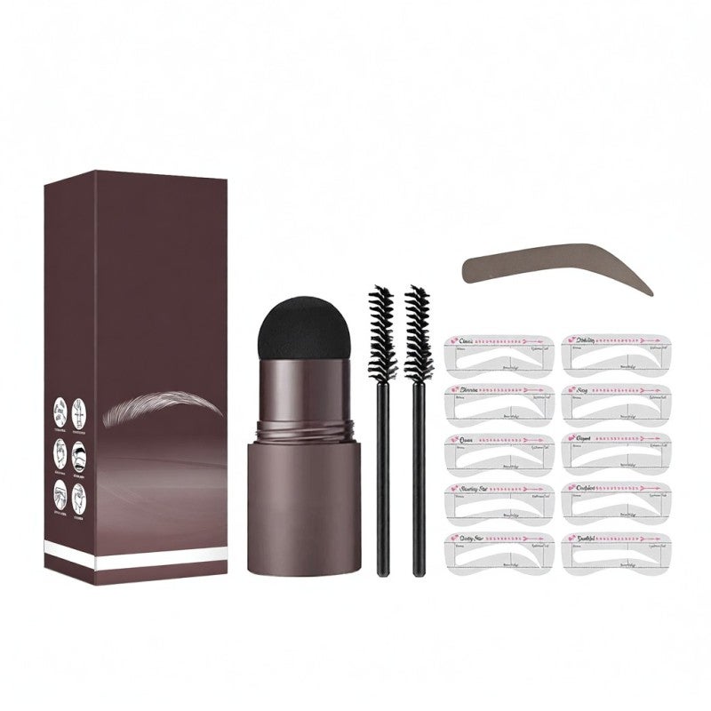 Eyebrow Stamp: Dark Brown Waterproof Sweatproof Longlasting Powder - 3-In-1 Versatile Formula Clean Finish Eyebrow Kit for Daily Makeup Travel On-The-Go Use - Image 1