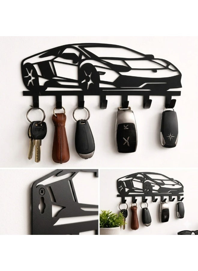حامل مفاتيح معدني بتصميم صورة سيارة رياضية - منظم يثبت على الحائط - Image 1