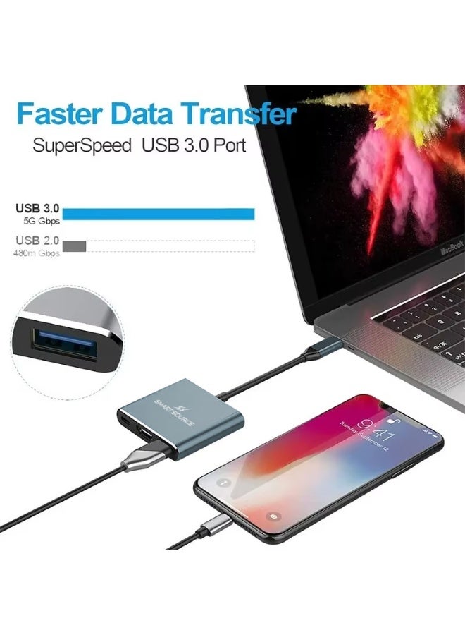 SMART SOURCE 3-in-1 USB-C Hub with 4K HDMI, USB 3.0 & 100W PD Charging – Aluminum Multiport Docking Station Compatible With  MacBook Pro/Air, Dell XPS, HP, Lenovo, Chromebook, iPad-Pro, Mobile Phones & More - Image 4