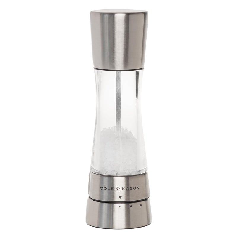 COLE MASON Derwent Salt Grinder Stainless Steel Mill Includes Gourmet Precision Mechanism and Premium Sea Salt