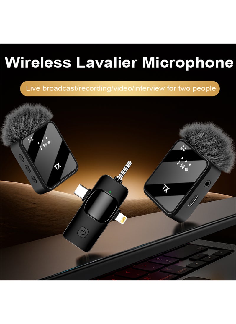 Generic F11 3 in 1 Wireless Lavalier Microphones, Mini Microphone for iPhone iPad Android Camera USB-C, Mini Mic with Mute/Reverb/Noise Reduction, Real time Monitoring for Video Recording, Vlog, YouTube, 2Pcs  - Image 2