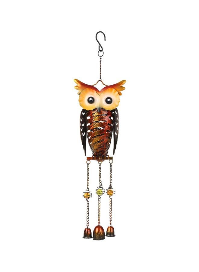 NIBEMINENT Solar Powered Owl Design Wind Chimes Hanging Lamp Yellow/Gold/Black 19x11.5x11.5cm - Image 1