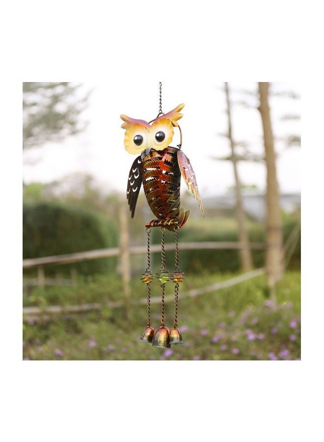 NIBEMINENT Solar Powered Owl Design Wind Chimes Hanging Lamp Yellow/Gold/Black 19x11.5x11.5cm - Image 4
