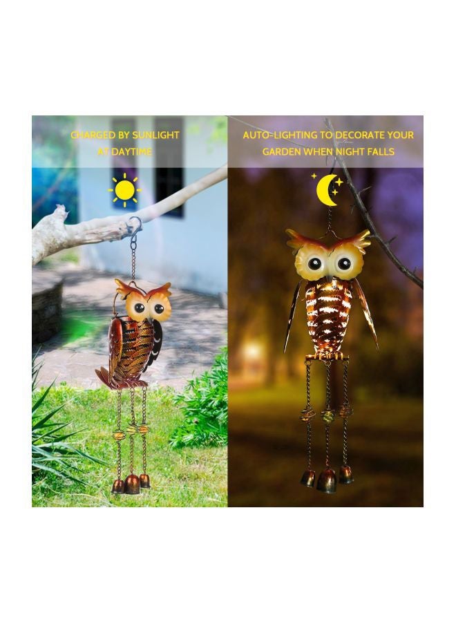 NIBEMINENT Solar Powered Owl Design Wind Chimes Hanging Lamp Yellow/Gold/Black 19x11.5x11.5cm - Image 5