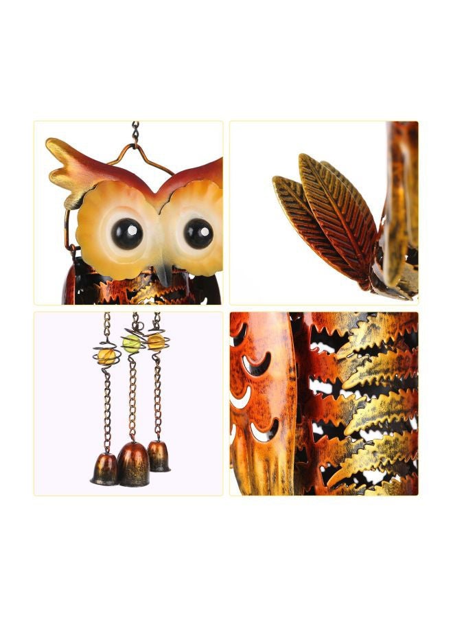 NIBEMINENT Solar Powered Owl Design Wind Chimes Hanging Lamp Yellow/Gold/Black 19x11.5x11.5cm - Image 2