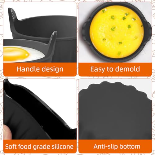 Supvox® 4Pcs Baking Cups for Air Fryer Food Grade Heat Resistant Silicone Muffin Cups with Grips Cupcake Liners Multi Use Non-Stick Silicone Molds for Micorwave Oven, Air Fryer, Oven - Image 3
