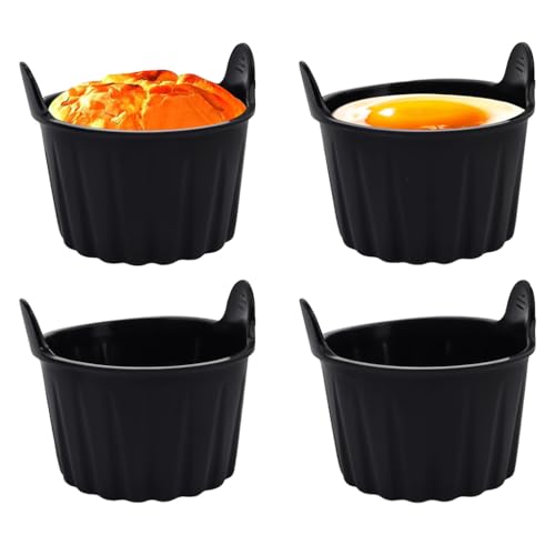 Supvox® 4Pcs Baking Cups for Air Fryer Food Grade Heat Resistant Silicone Muffin Cups with Grips Cupcake Liners Multi Use Non-Stick Silicone Molds for Micorwave Oven, Air Fryer, Oven - Image 1