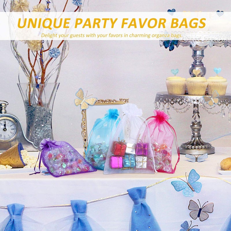 Angooni 100PCS 4x6 Inch Organza Gift Bags for Jewelry Party Wedding Favor, Premium Sheer Gift Drawstring Pouch Candy Bags(White) - Image 2