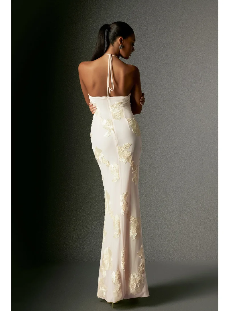 Bella Barnett  Griselda Flower Halter Embroidery Maxi Dress for Women | Best Price UAE