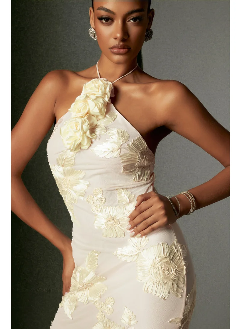 Bella Barnett  Griselda Flower Halter Embroidery Maxi Dress for Women | Best Price UAE