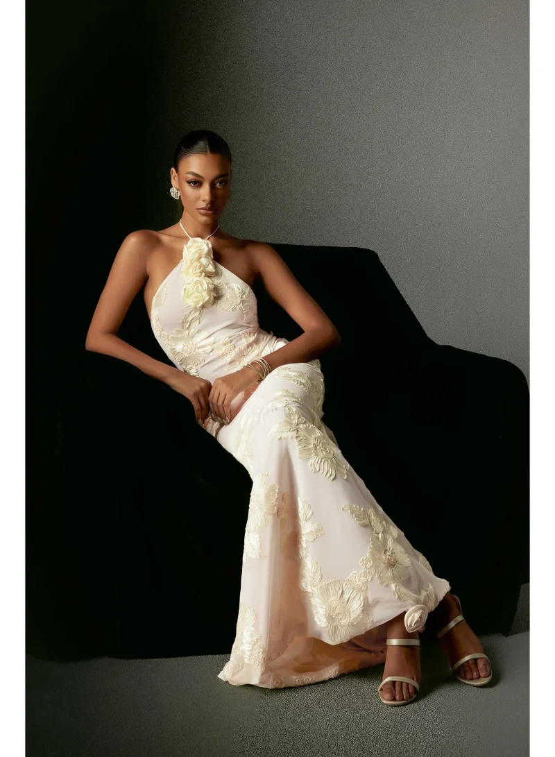 Bella Barnett  Griselda Flower Halter Embroidery Maxi Dress for Women | Best Price UAE