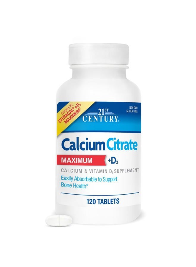 21st Century Calcium Citrate Plus D Maximum Caplets, 120 Count (27493) - Image 1