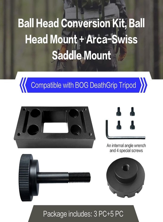 KPY Ball Head Conversion Kit, Ball Head Mount + Arca-Swiss Saddle Mount - Image 2