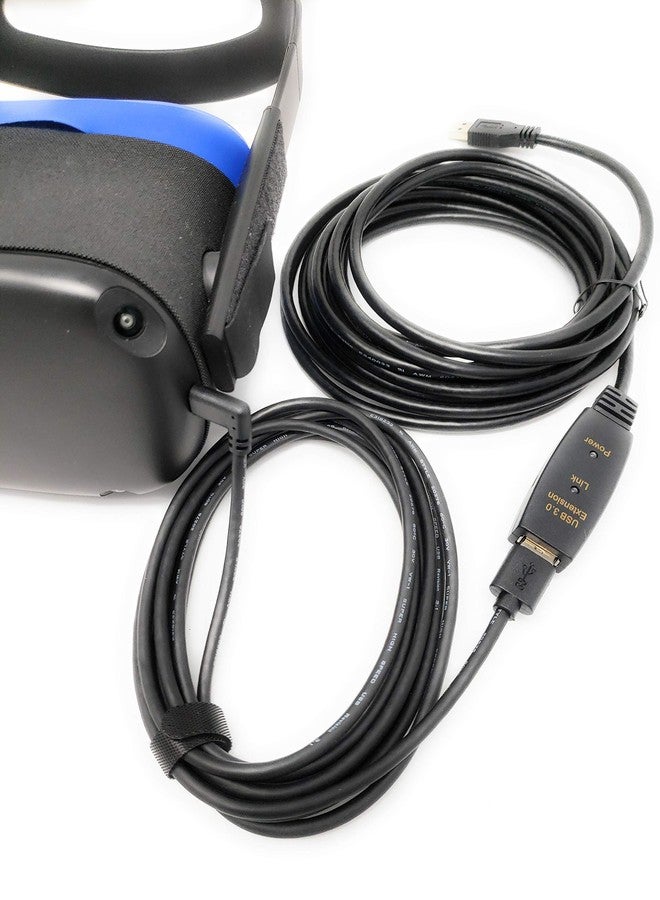 TNE كابل ربط TNE بطول 26 قدم/8 متر لجهاز Oculus Quest 2/Quest 3 لألعاب Steam VR والشحن | كابل طاقة USB3.2 من نوع C بزاوية 90 درجة بطول 10 قدم + كابل تمديد نشط 3.0 بطول 16 قدم (26 قدم/8 متر) - Image 2