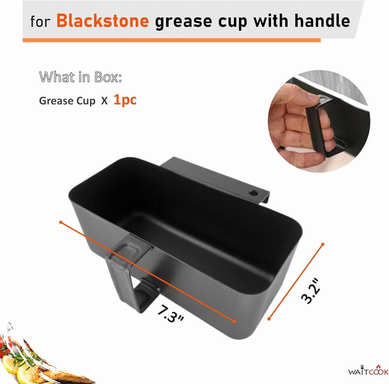WAITCOOK Store Rear Grease Cup with Handle for Blackstone Griddle,for Blackstone Griddle Drip Cup Replacement,Rear Grease Catcher with Black Powder-Coat - Image 3