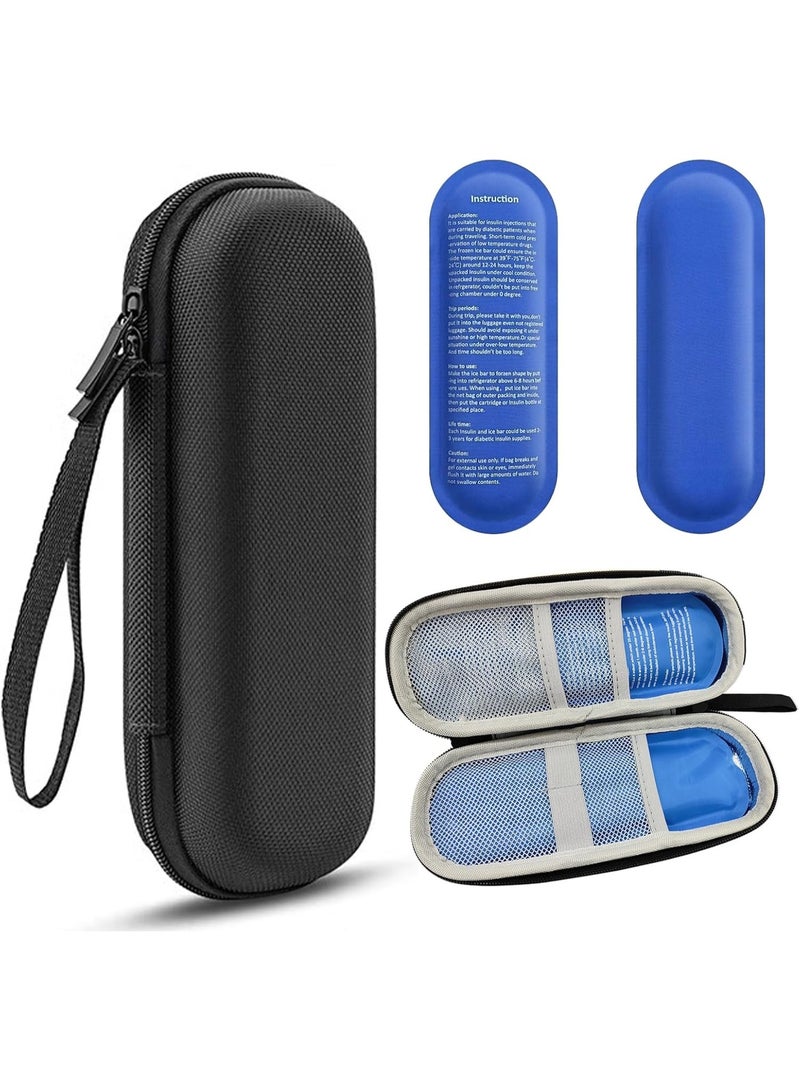KISSUN Insulin Cooler Travel Case, Diabetic Travel Case with 2 Nylon Ice Packs, Diabetic Supplies Insulin Pen Case, Portable Insulin Travail Case(Black) - Image 1