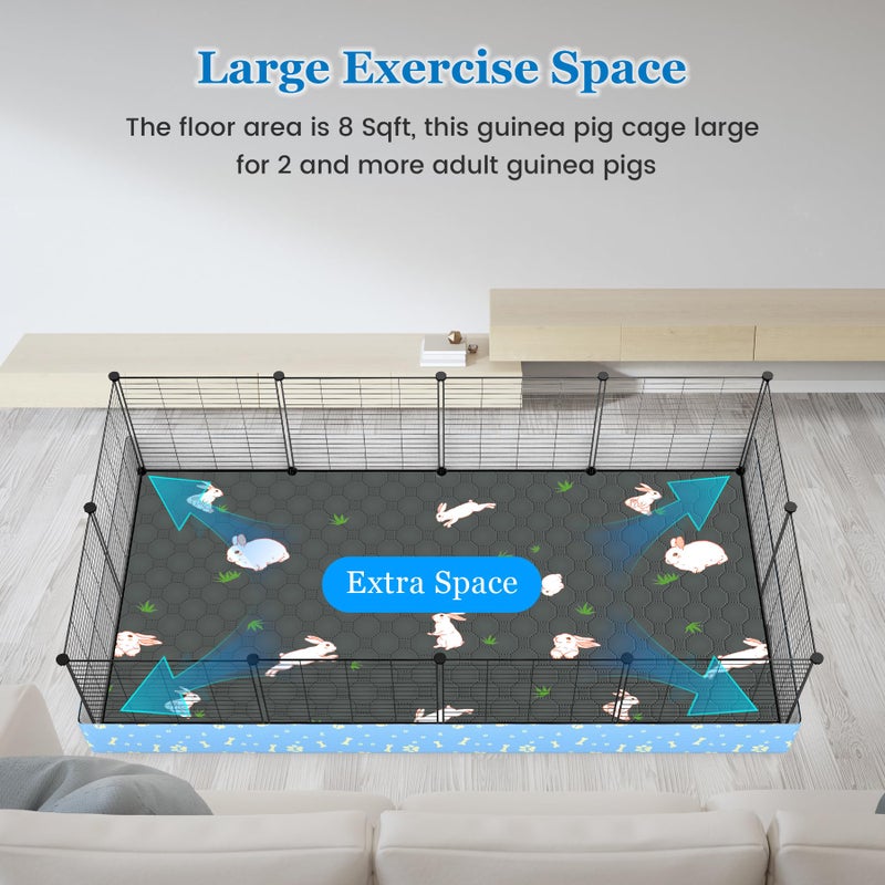 MODESLAB Guinea Pig Cages with Tarp and Reusable Bedding Pee Pad Liner, 24" x 48" Large Guinea Pig Playpen C&C Rabbit Bunny Cage Indoor for 2 Small Animal - Image 3