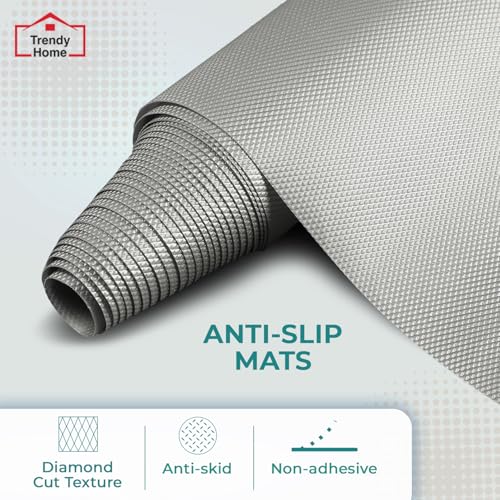 Senego by Trendy Home Anti-Slip Mat for Kitchen (60 cm x 10 m), Food Grade & Washable, Mat for Fridge, Shelves, Cupboards, EVA Shelf Liner Sheet for Drawers & Wardrobe (Diamond Texture, Grey) - Image 2