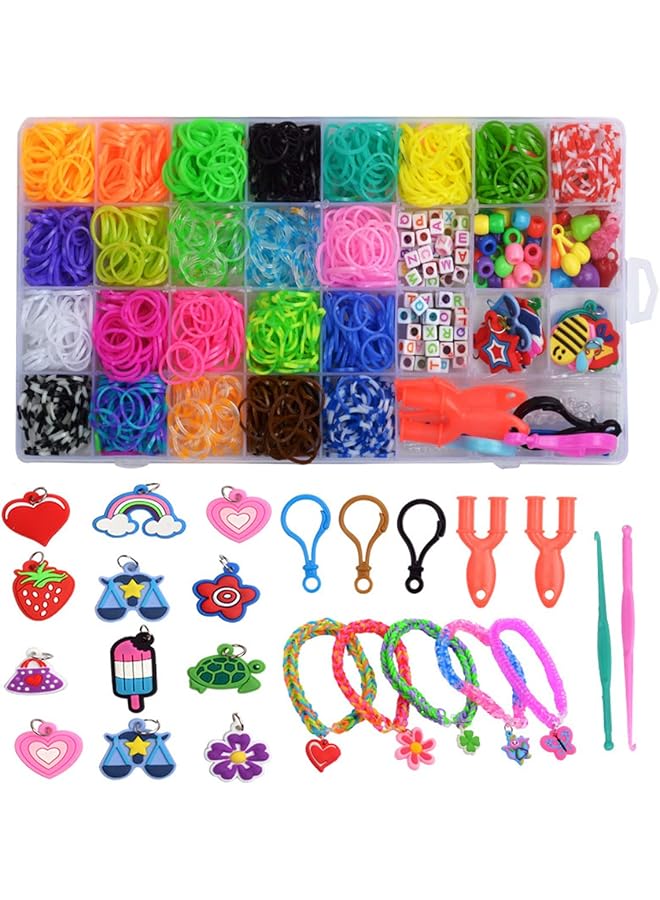 إي سي في في 2000 قطعة من الأربطة المنوال الملونة، مجموعة الأربطة المطاطية لصنع السوار، مجموعة يدوية فنية ذاتية الصنع، مجموعة إعادة تعبئة شريط مطاطي للفتيات والفتيان - Image 1