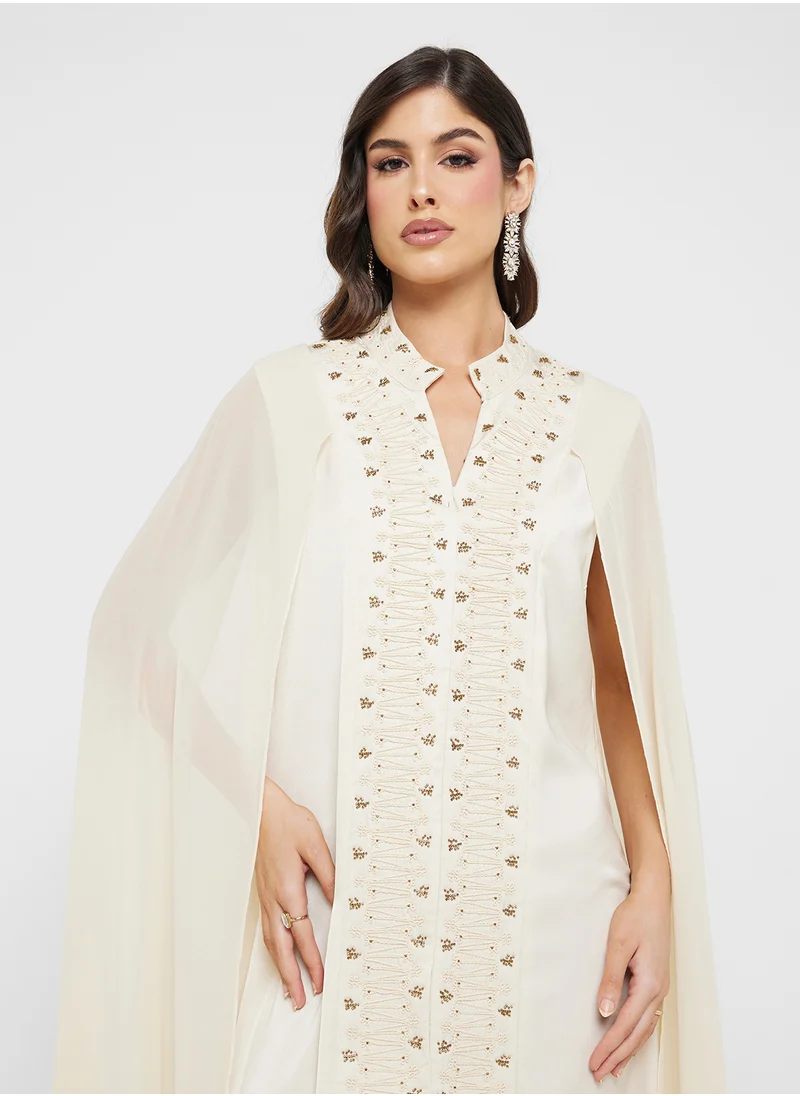 خزانة Emebllished Dress With Exaggerated Sleeves
