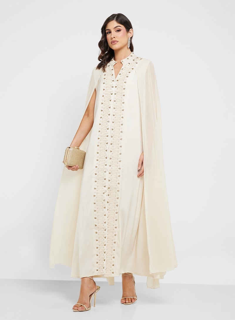 Khizana Emebllished Dress With Exaggerated Sleeves  - Image 1