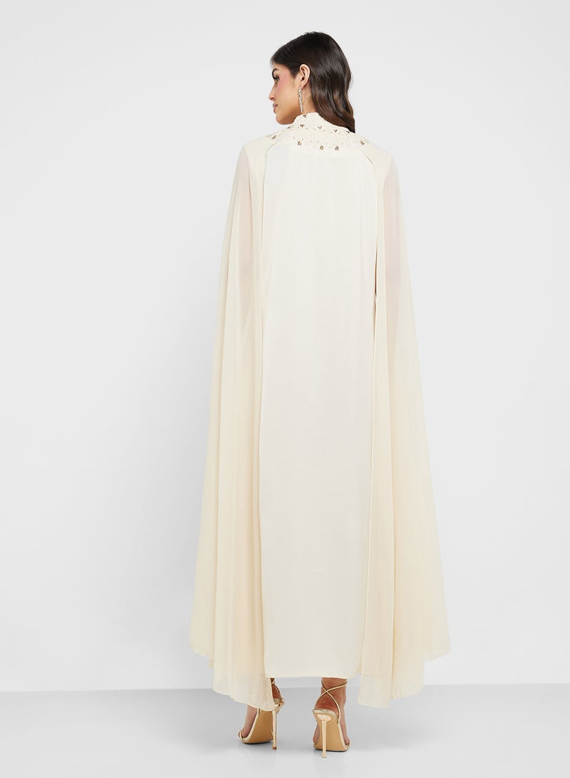 Khizana Emebllished Dress With Exaggerated Sleeves  - Image 2