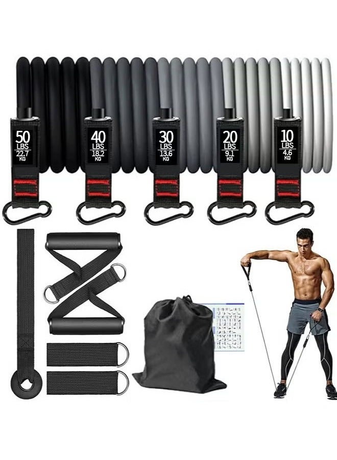 Resistance Bands Set with Handles Exercise Bands with Handles for Women with Door Anchor,Handles,Carry Bag,Legs Workout Bands with Handles for Heavy Resistance Training,Shape Body,Yoga (150 lbs)