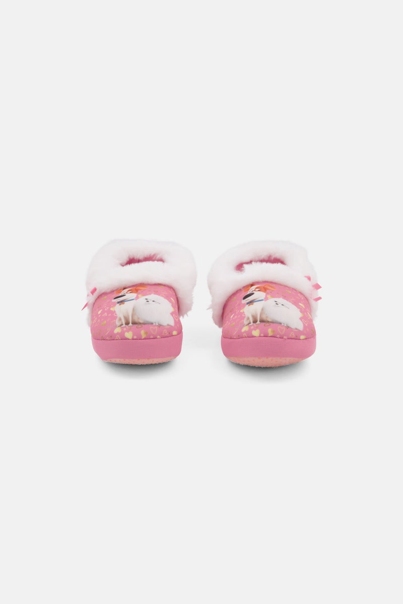 ILLUMINATION ENTERTAINMENT Kids Girl Faux Fur Home Shoes, Pink  - Image 2