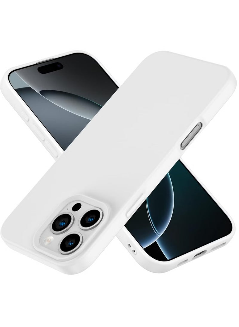 Generic Premium Soft Liquid Silicone Case for iPhone 16 Pro – Silky and Soft Touch Full-Body Protective Bumper (White)  - Image 1