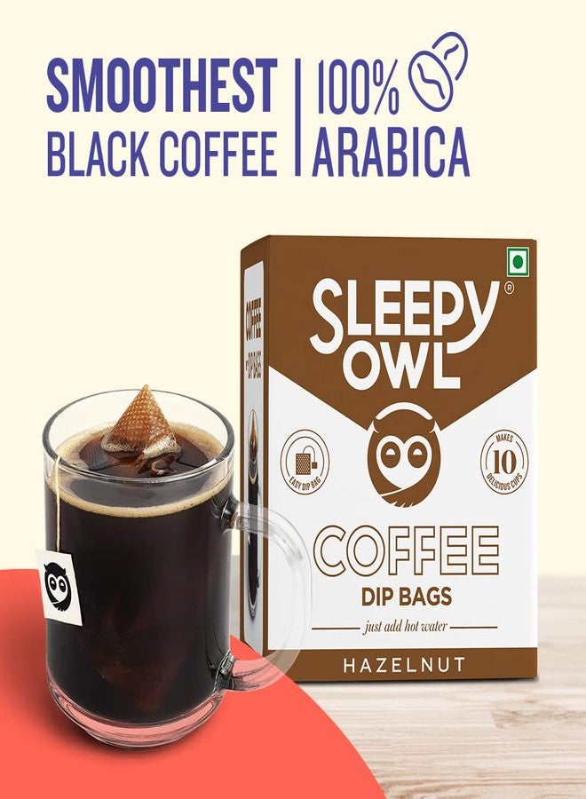 Sleepy Owl Hazelnut Ground Coffee Dip Bags | 10 Bags - Makes 10 Cups | Hot Brew - Have it as Black Coffee or with Milk | 5 Min Brew - No Equipment Needed | Travel Pack | Medium Roast | 100% Arabica - Image 3