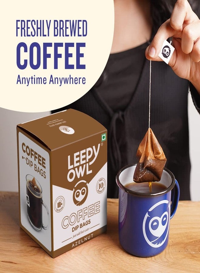 Sleepy Owl Hazelnut Ground Coffee Dip Bags | 10 Bags - Makes 10 Cups | Hot Brew - Have it as Black Coffee or with Milk | 5 Min Brew - No Equipment Needed | Travel Pack | Medium Roast | 100% Arabica - Image 2