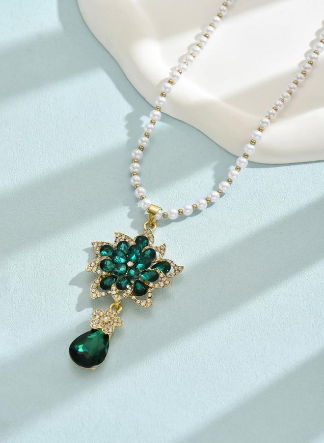 Take Two Embellished Flower Drop Beaded Necklace - Image 3