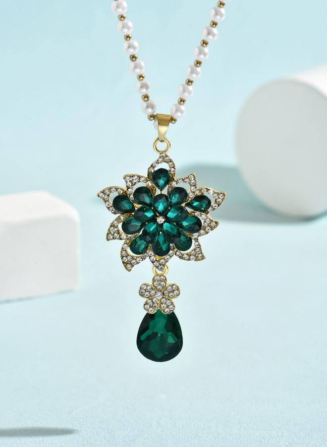 Take Two Embellished Flower Drop Beaded Necklace - Image 4