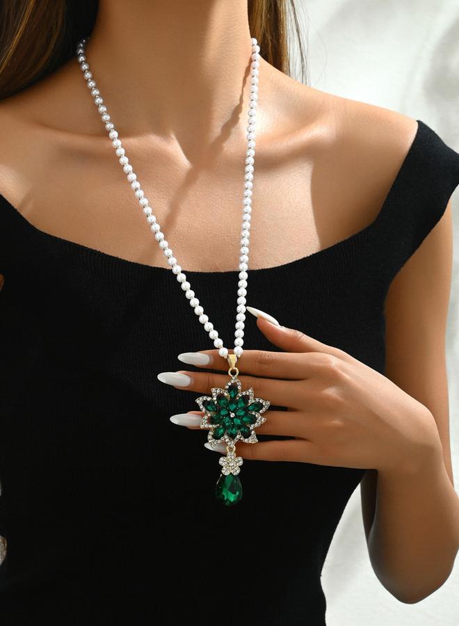 Take Two Embellished Flower Drop Beaded Necklace - Image 2