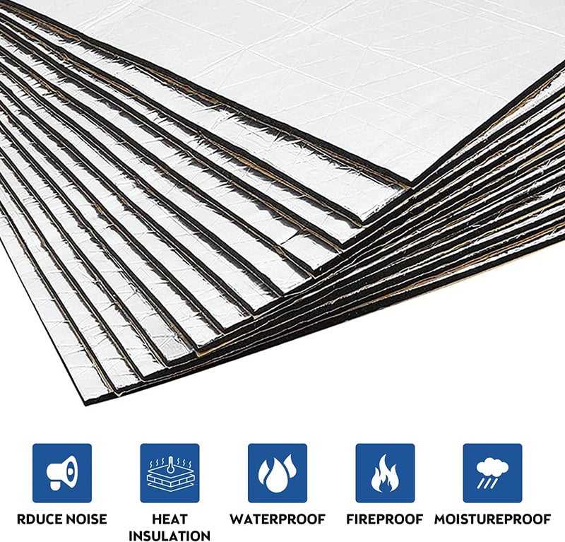 Molyrrd EAST FOREST 276mil 15.7''x9.8'' Aluminum Foil Heat Shield Mat 21.53 sqft Sound Deadener Mat Noise & Heat Insulation Moistureproof Waterproof for Car Hood Ceiling Door, Sound Deadener for Cars Black - Image 5