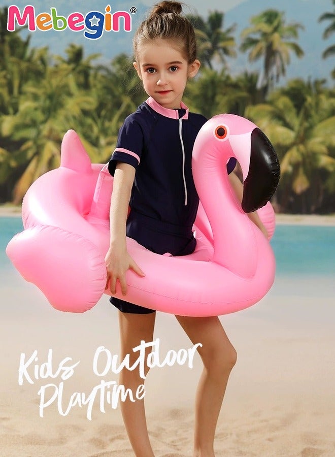 MEBEGIN Flamingo Shape Shark Shape Swimming Ring with Adjustable Canopy, Inflatable Baby Pool Float, Swimming Ring with Safety Seat, Comfortable Infant Floaty, Fun Water Toys for Kids, Suitable for Family Swimming Pools, Outdoor Trips, Lakes and Beaches, 90*62cm - Image 3